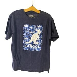 Kangol mens Navy Blue Kangaroo Tee Tshirt camo logo graphic large British